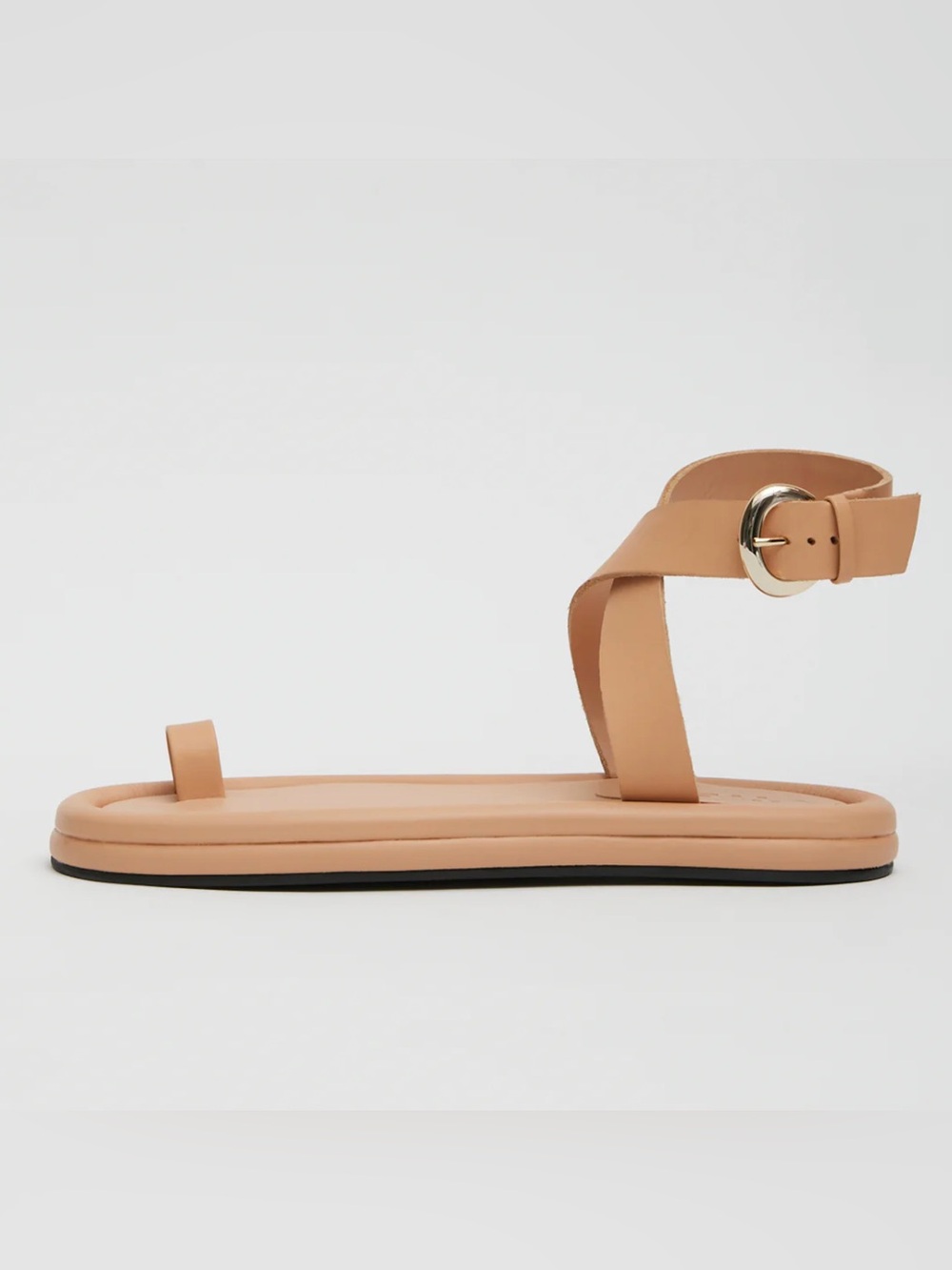 Tibi Dwayne Sandal Buff Tan Ankle Strap Toe Ring Leather Sz 39.5